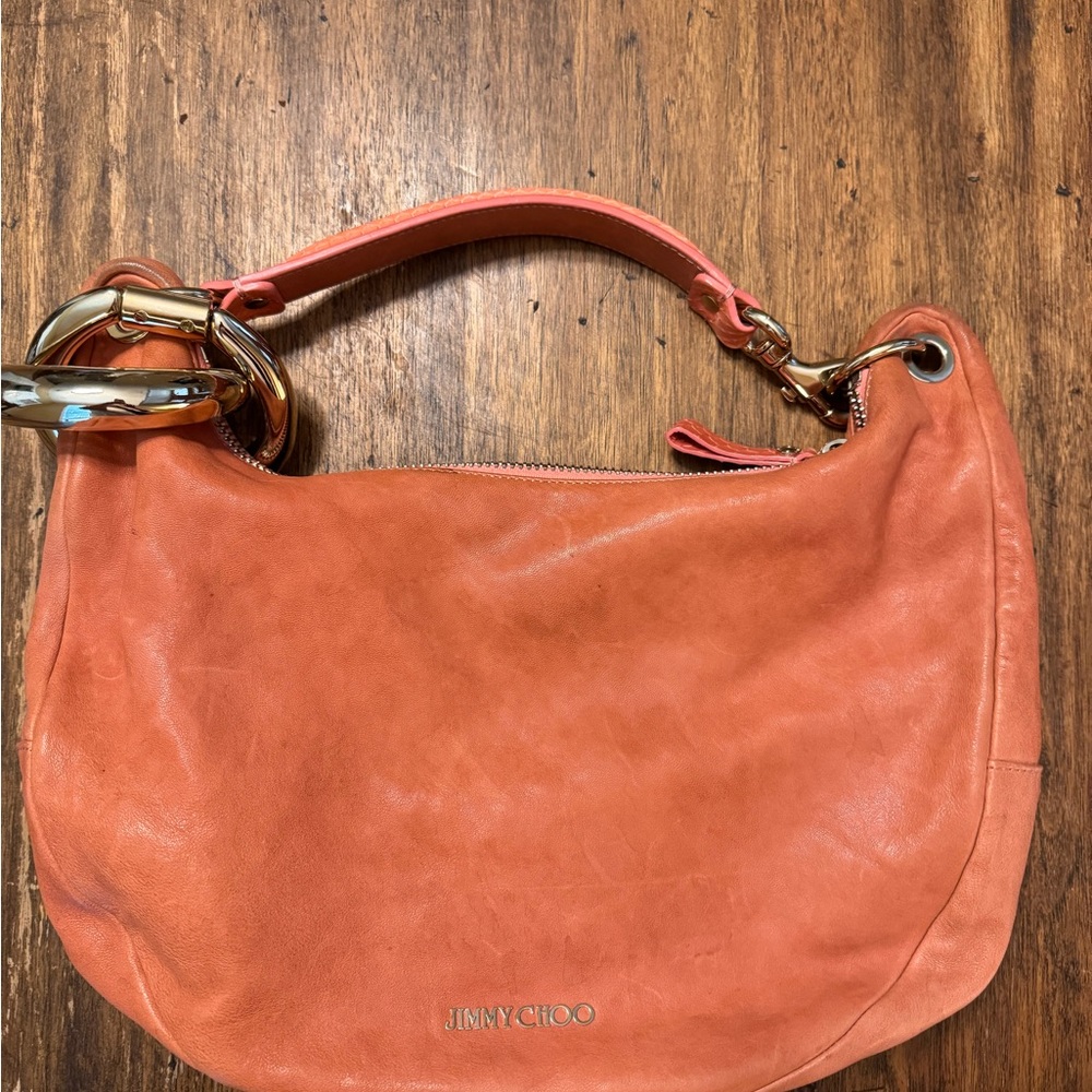 Jimmy Choo Coral Leather Vintage Hobo Bag